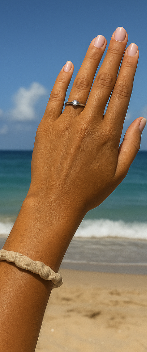 After tanning - tanned hand at beach